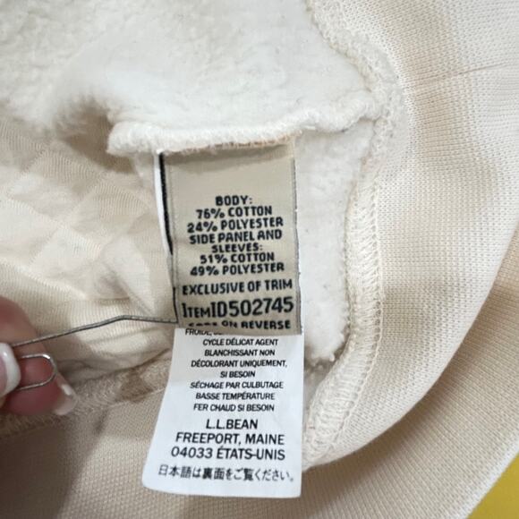 L.L. Bean Women's Cream Quilted Quarter Zip Pullover Top Jacket Sweatshirt - Picture 7 of 7